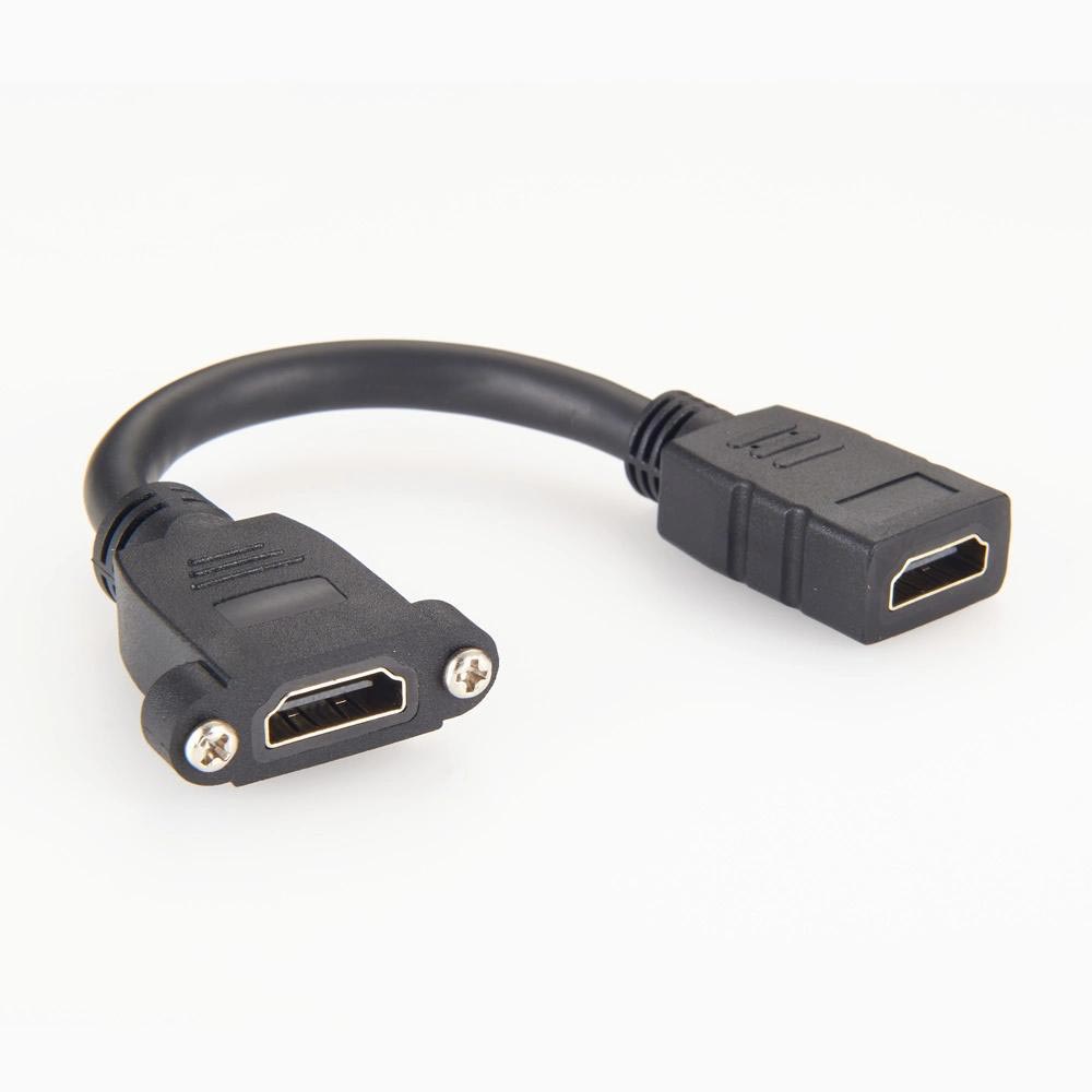 Elecbee HDMI Female to HDMI Female Panel Mount Ethernet Adapter High Speed Extension Cable 0.3 Meter 28AWG with Screws