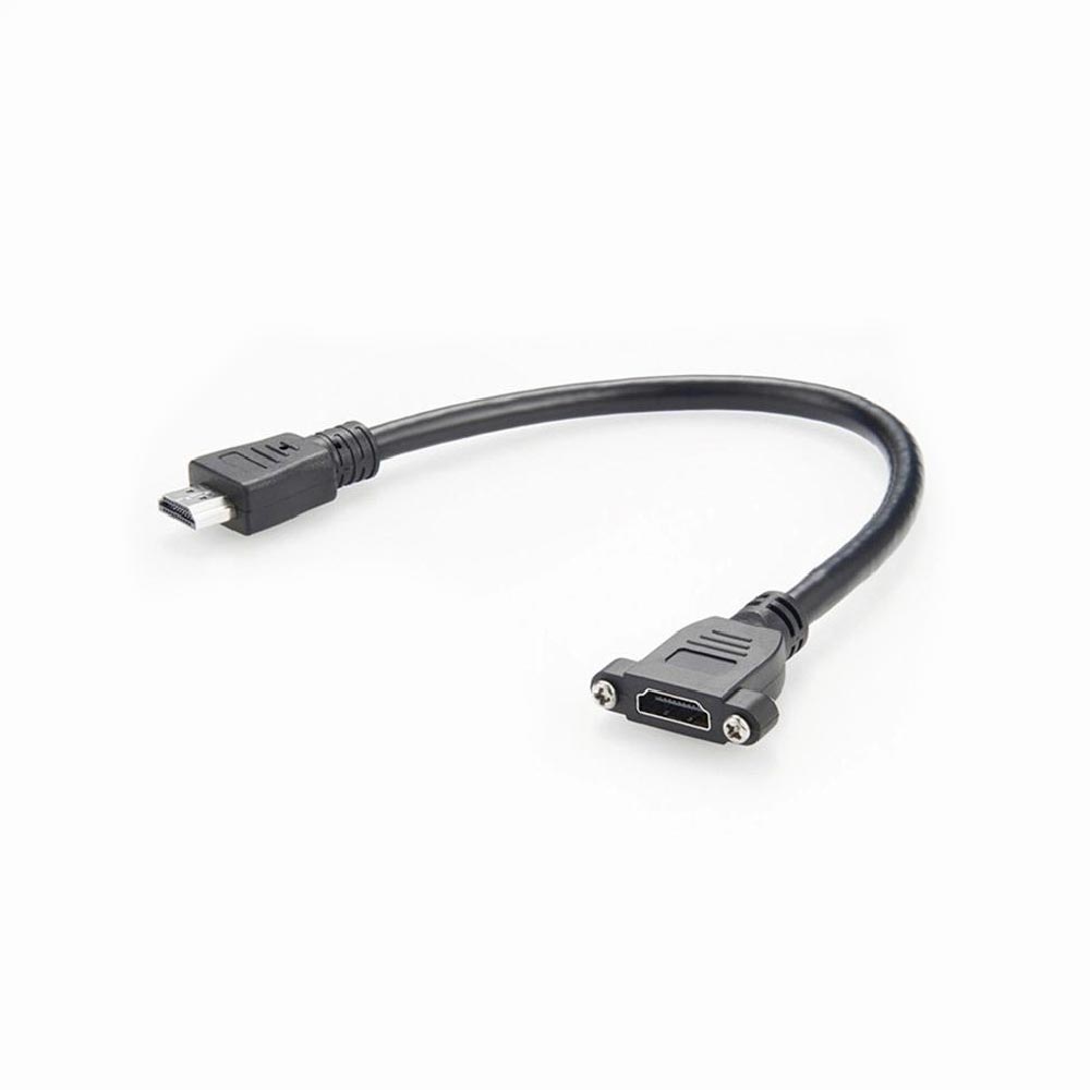 Elecbee HDMI Panel Mount Male to Female with Screws Network Ethernet Extension Cable Data Transmission 30CM