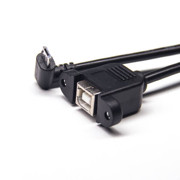 Elecbee 20pcs USB Cable with Screw Hole USB B Female Straight to Micro USB Down Angle Male