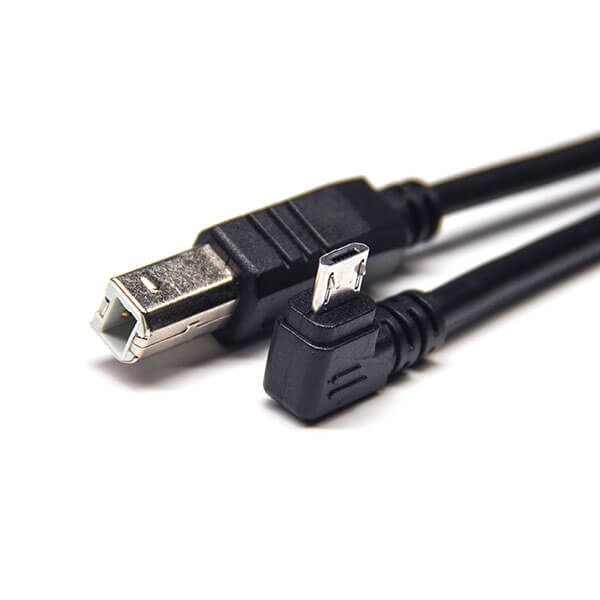Elecbee 20pcs USB Type B to Micro USB Cable 1M Long Double Male Plugs Straight to Right Angle