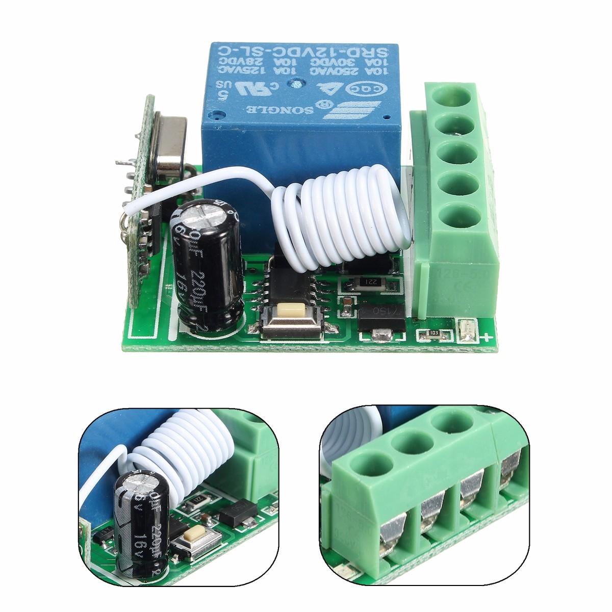Elecbee 5Pcs DC12V 10A 1CH 433MHz Wireless Relay RF Remote Control Switch Receiver