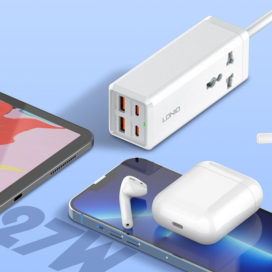 Elecbee LDNIO 65W USB C Charger 4 Ports USB Output Desktop Power Strip For Laptop/Macbook/1pad/Camera/Cell Phone Fast Charge Charger