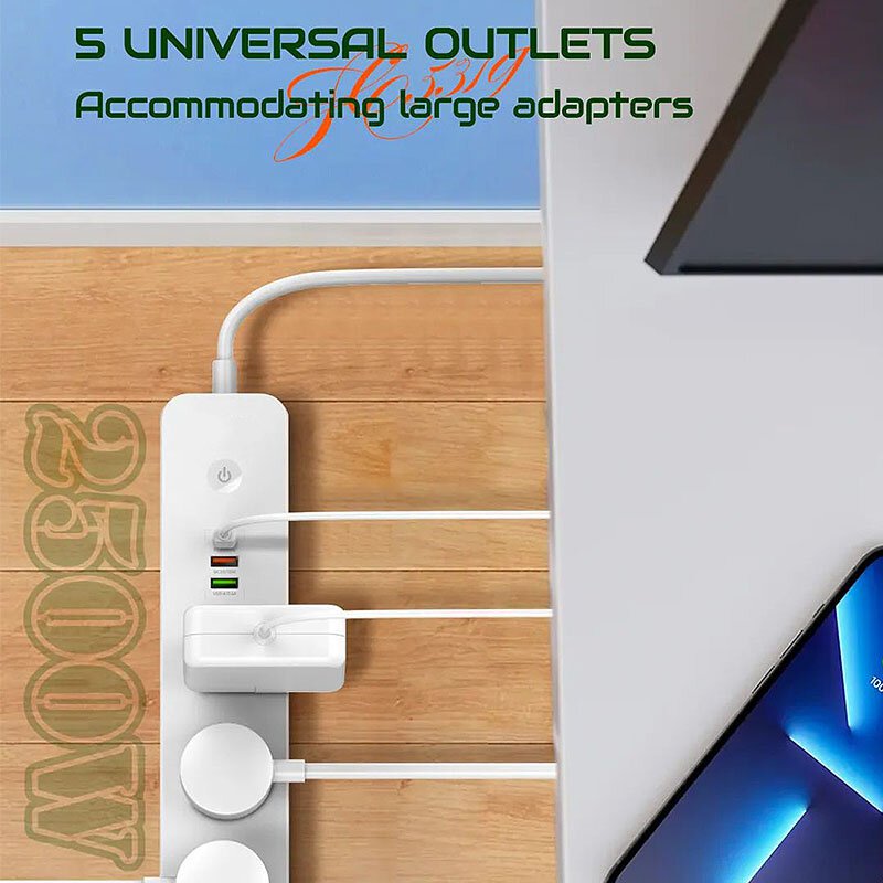 Elecbee LDNIO SC5319 2500W Power Strip 5AC+2A+1C Universal Electronic Socket Adapter with 2M Extension Cord Plug Adapter EU Standard