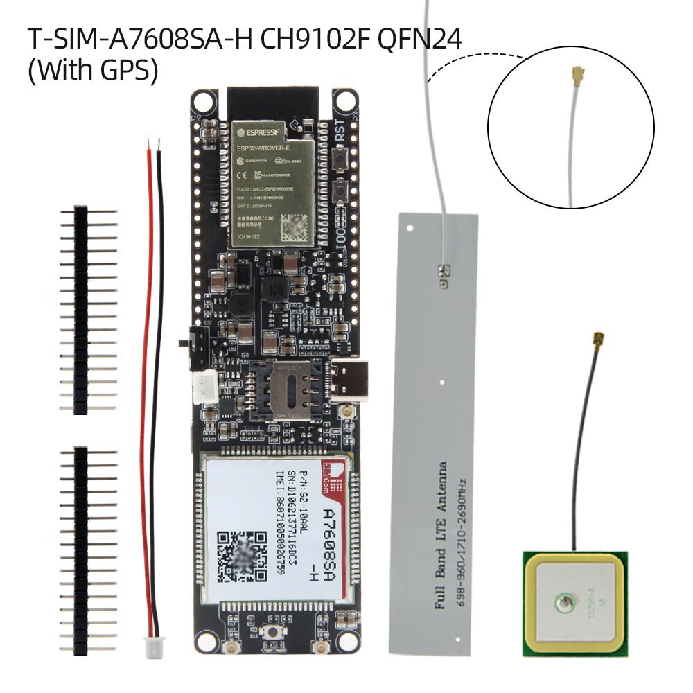 Elecbee T-A7608SA-H T-A7608E-H ESP32 SIM LTE Network GPS Antenna ESP32-WROVER-E Wireless Module WiFi Bluetooth Development Board