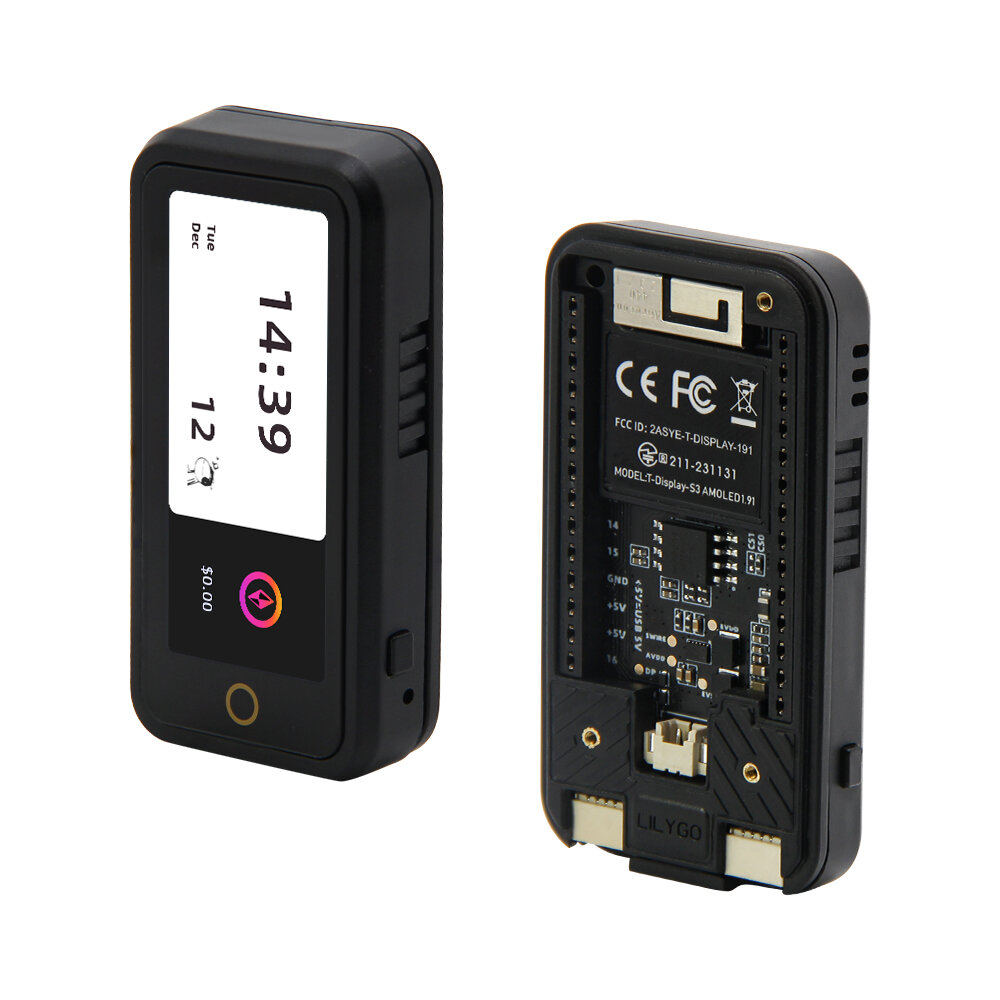 Elecbee T-Display-S3 AMOLED ESP32-S3 1.91-inch RM67162 Display Development Board OLED WiFi Bluetooth 5.0 Wireless Module with Shell