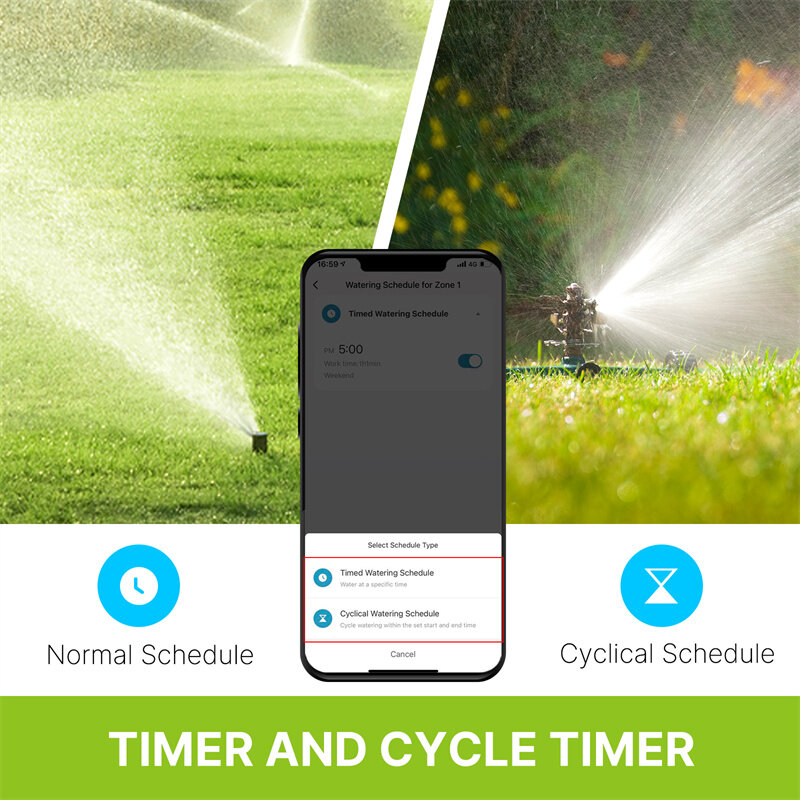 Elecbee MoesHouse Tuya Smart bluetooth Dual Watering Timer IP55 Automatically Schedules Automatic Drip Irrigation Controller Garden Valve Work with Alexa Google Home