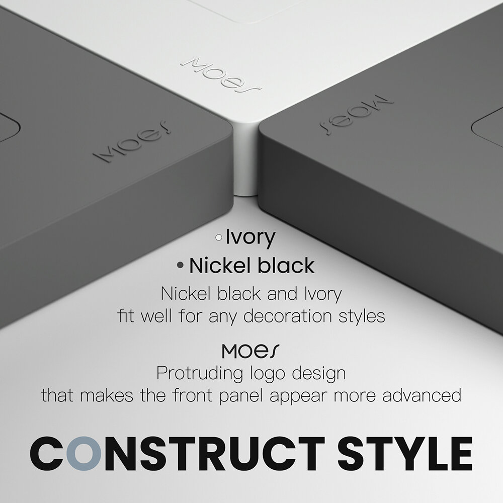 Elecbee MoesHouse Tuya Smart Zigbee3.0 Push Button Switch 2Gang Remote Smart Life APP Control Timing Function Voice Control Work with Alexa Google EU Standard - White