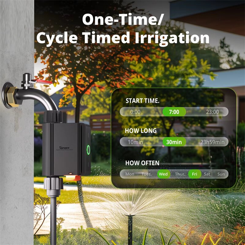 Elecbee SONOFF SWV Zigbee3.0 Smart Water Valve Smart Timing Irrigation Switch Track 6-month Historical Data Support Open-source Platforms Voice Control with Alexa Google Home