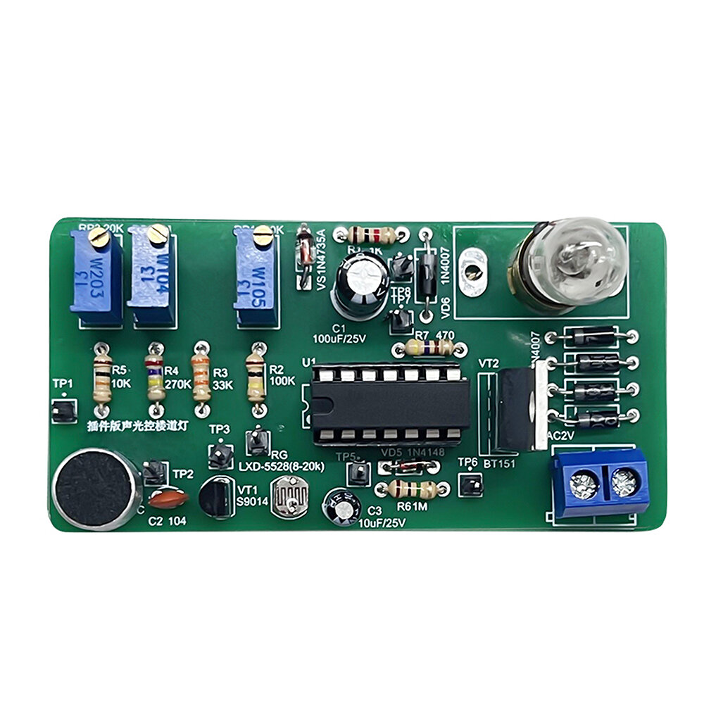 Elecbee Sound and Light Control Corridor Light Circuit Electronic Assembly Kit Plug in Type