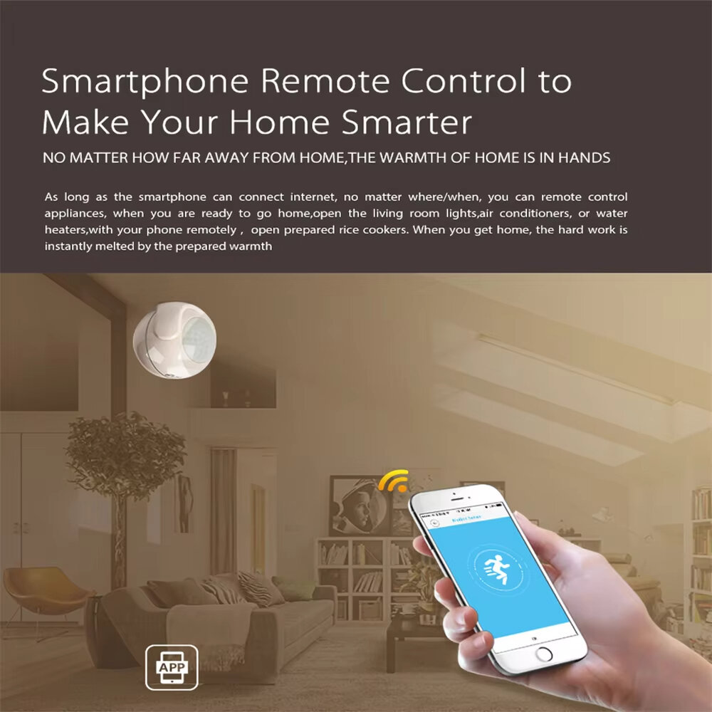 Elecbee Tuya Smart Wifi PIR Motion Sensor Alarm Passive Infrared Detector for Home Automation Alarm System Work with Alexa Google Assistant Smart Life APP IFTTT