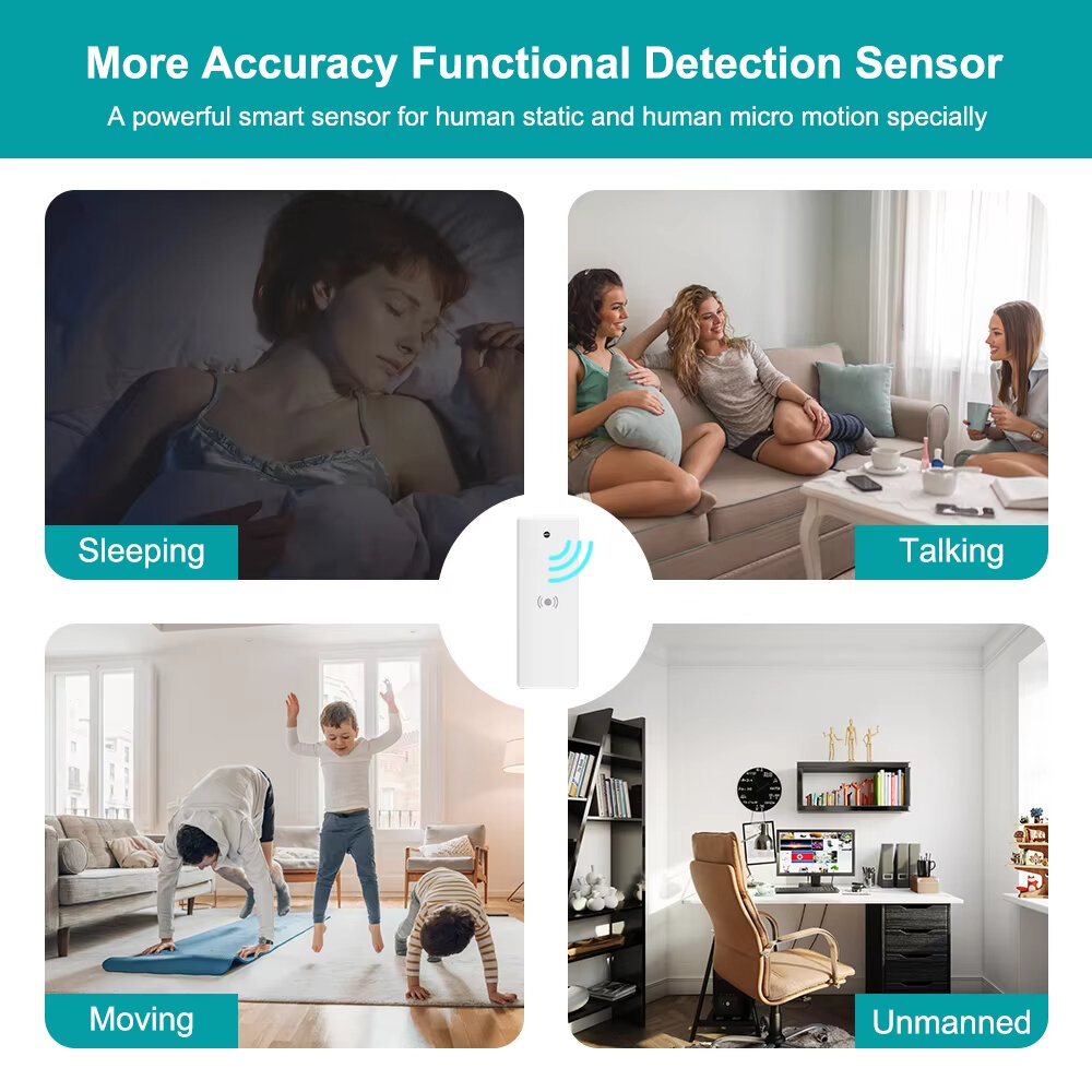 Elecbee Tuya Zigbe3.0 Mmwave Radar Human Sensor Smart Presence Detector Distance Light Sensor for Smart Home Automation