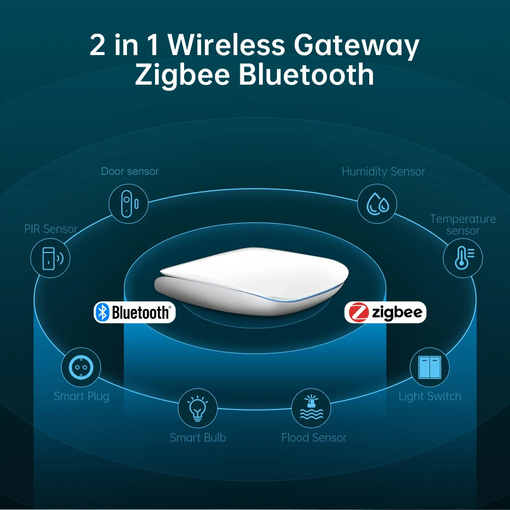 Elecbee Tuya Zigbee3.0 bluetooth Wireless Gateway Hub Smart Home Linkage Bridge APP Wireless Remote Voice Control Via Alexa Google Home - Dark Blue