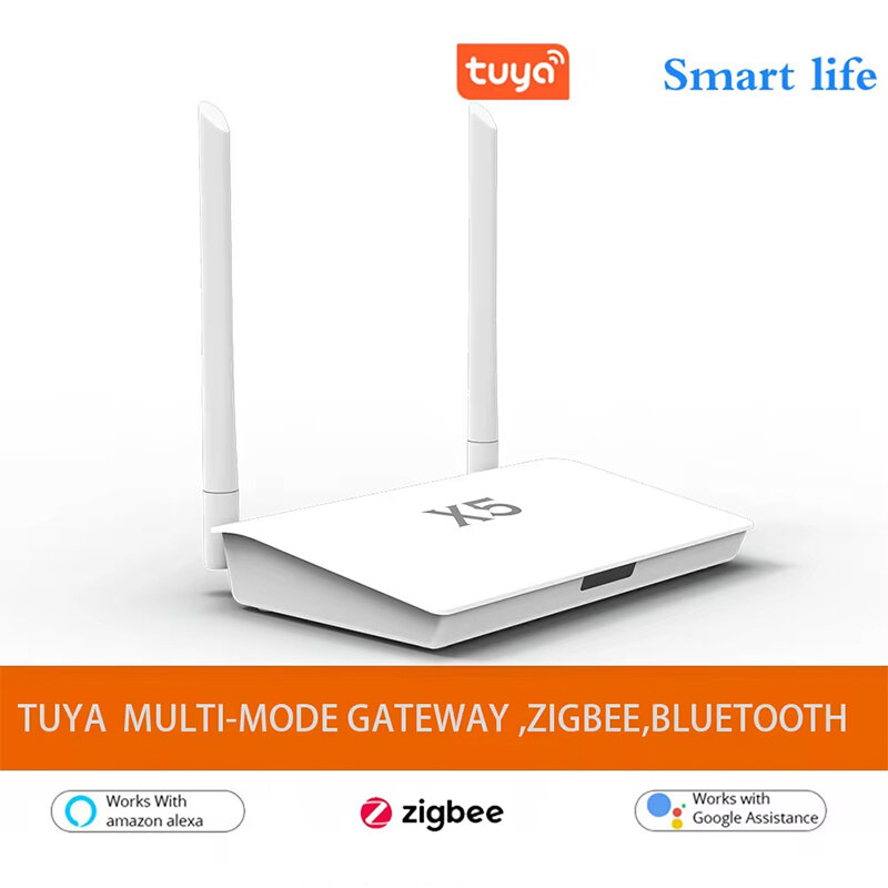 Elecbee X5 Tuya Smart Zigbe 3.0 Gateway bluetooth Hub with Network Cable Socket Wired Connection Smart Life Voice Control with Alexa Google Home