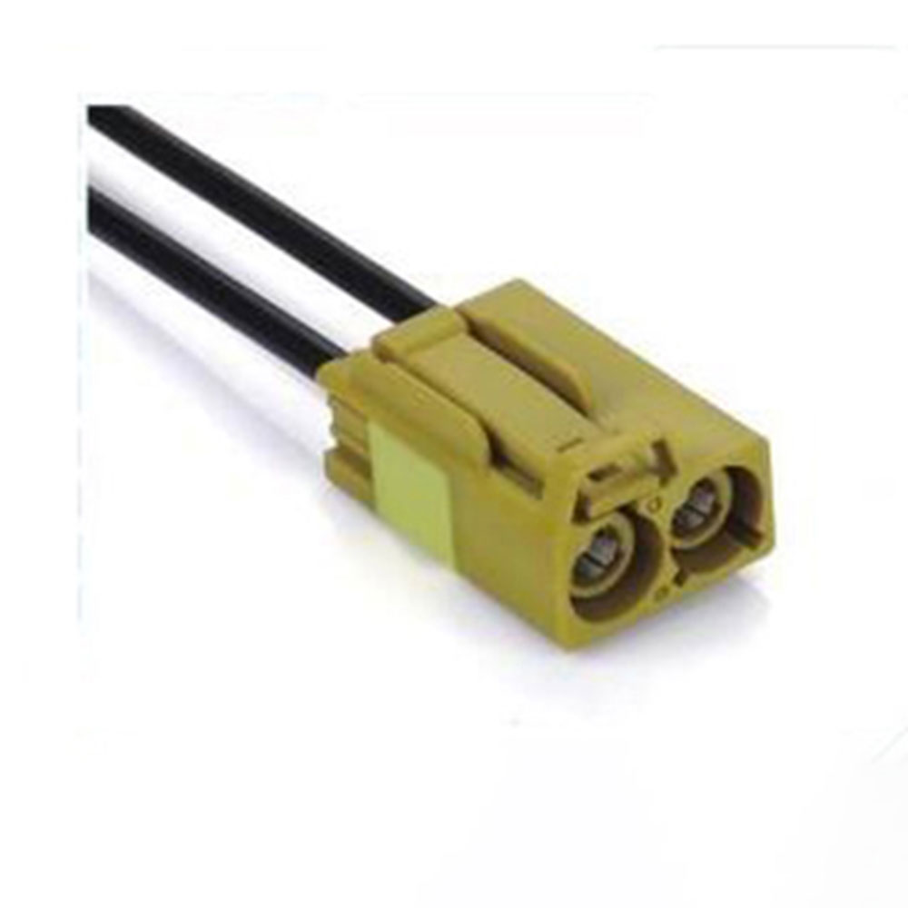 Elecbee Fakra Dual Ports K Code Curry Straight Female Connector SDARS Satellite Single End Cable 0.5m