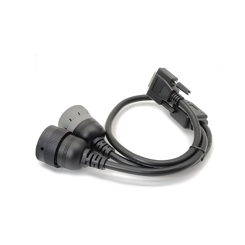 Elecbee DB15 Female To Cat 9-Pin Male And 14-Pin Female J1939 Y Cable Truck Diagnostic Tool 70cm