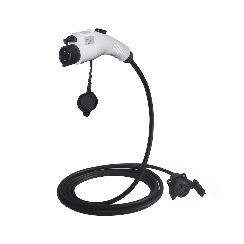Elecbee SAE J1772 AC Charging Plug 32A 240V Single Phase to Socket Connector with 5 M Cable For Charging Pile To Vehicle End