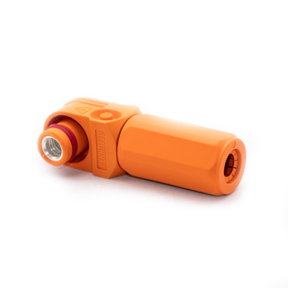 Elecbee 12mm Energy Battery Storage Connector  Plug Male Right Angle 350A 95mm2 IP67 Orange