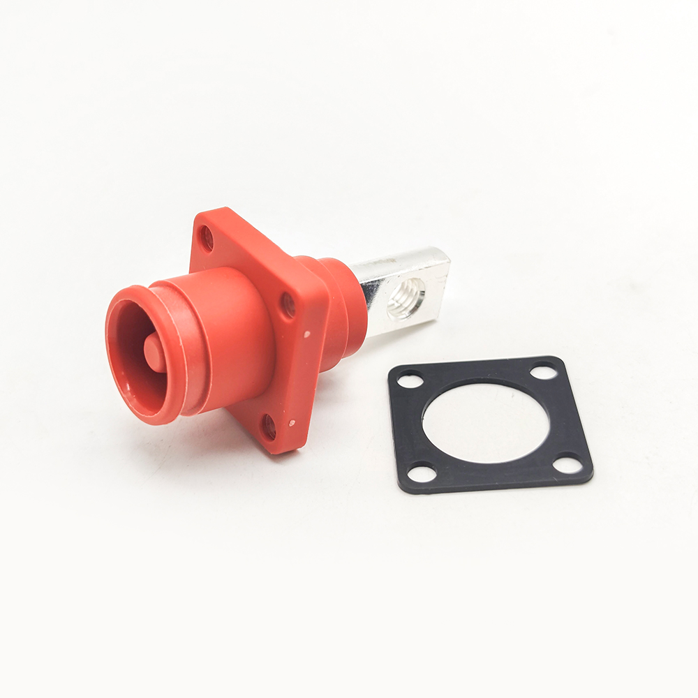 Elecbee 8mm  Female Socket Energy Battery Storage Connector Straight OS IP67 Red