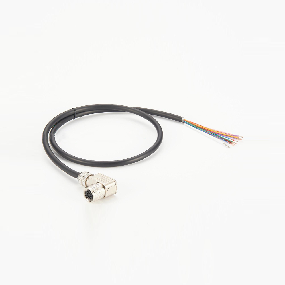 Elecbee M16 Connector 19 Pin Female Field Wireable Connector Right Angled with 1 Meter Single End Cable