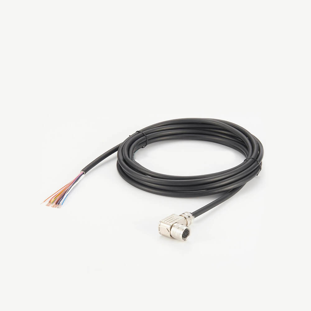 Elecbee M16 Connector 19 Pin Female Field Wireable Connector Right Angled with 3 Meter Single End Cable