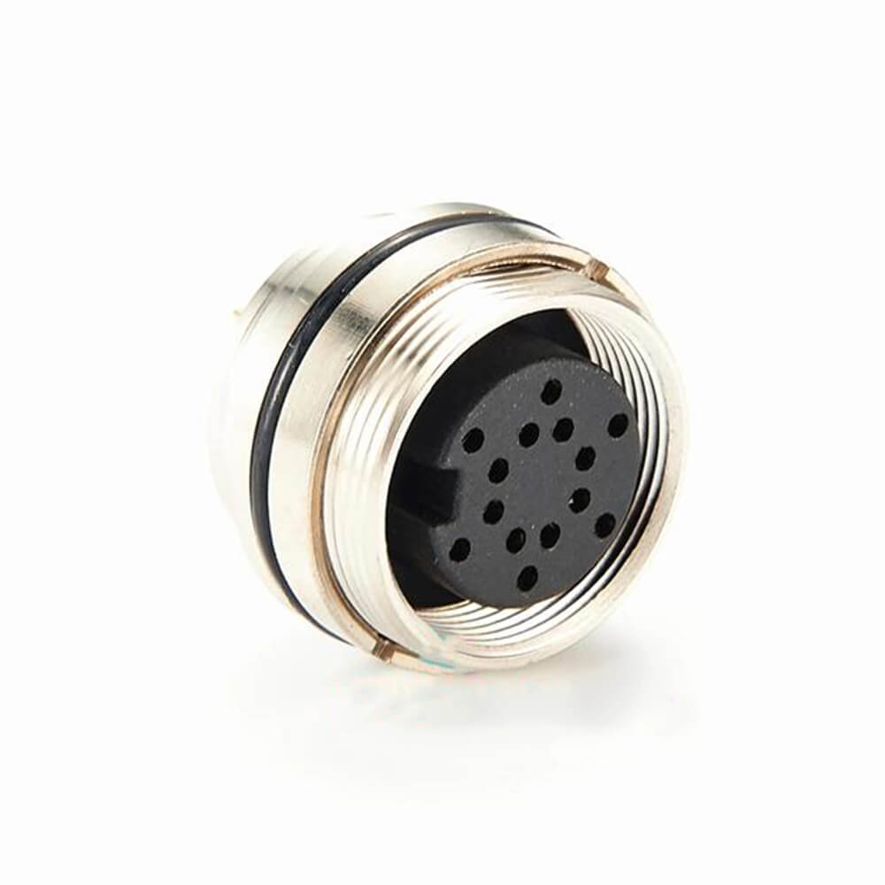 Elecbee M16 14 Pin Female Front Mount Panel Receptacle PCB Mount