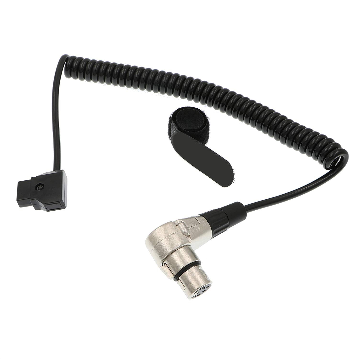 Elecbee Cables XLR 4 Pin Female Right Angle to D Tap Coiled Power Cable for ARRI Alexa Camera Monitor