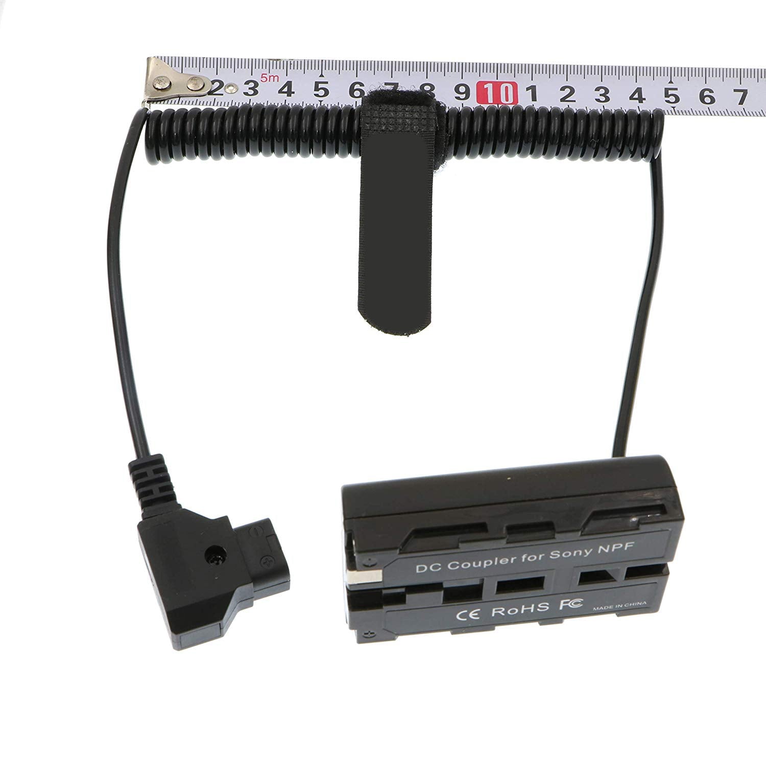 Elecbee Cables NP F550 Dummy Battery to D-Tap Coiled Power Cable for Sony NP F570 NP F970 Atomos Shinobi Atomos Ninja Monitor SmallHD Focus 7