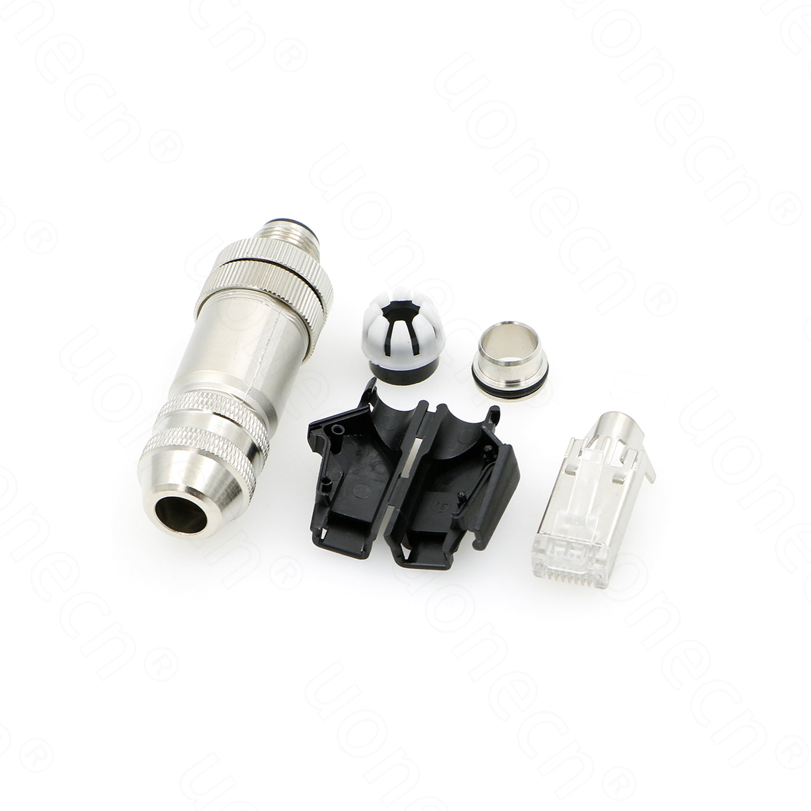 Elecbee Cables M12 4-Pin D-Coded Male RJ45 Crimp Connector Metal Signal-Shielding PG9 Plug for Ethernet Cable One Set