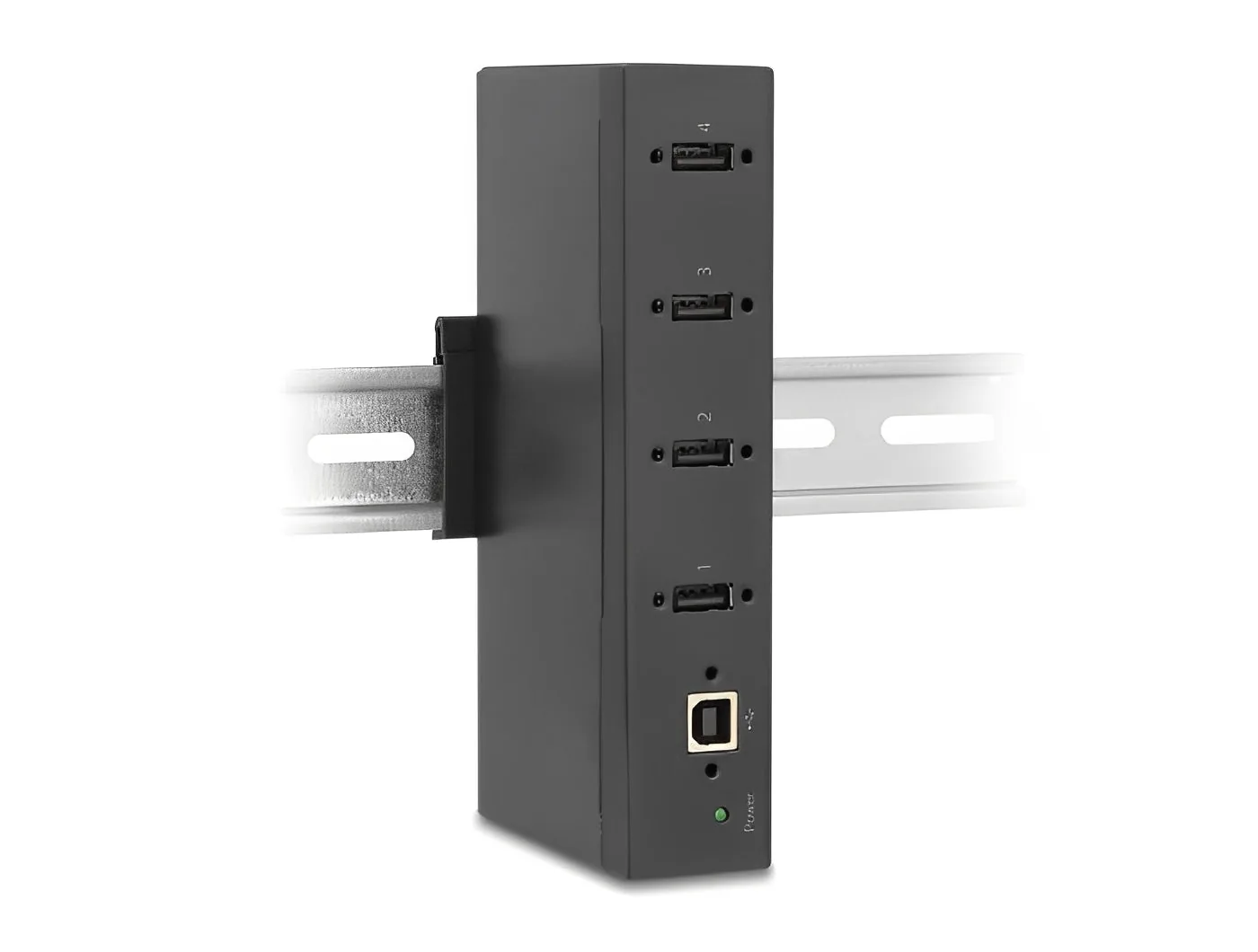 Elecbee Industry Hub 4 x USB 2.0 Type-A with 15 kV ESD protection and DIN rail mounting