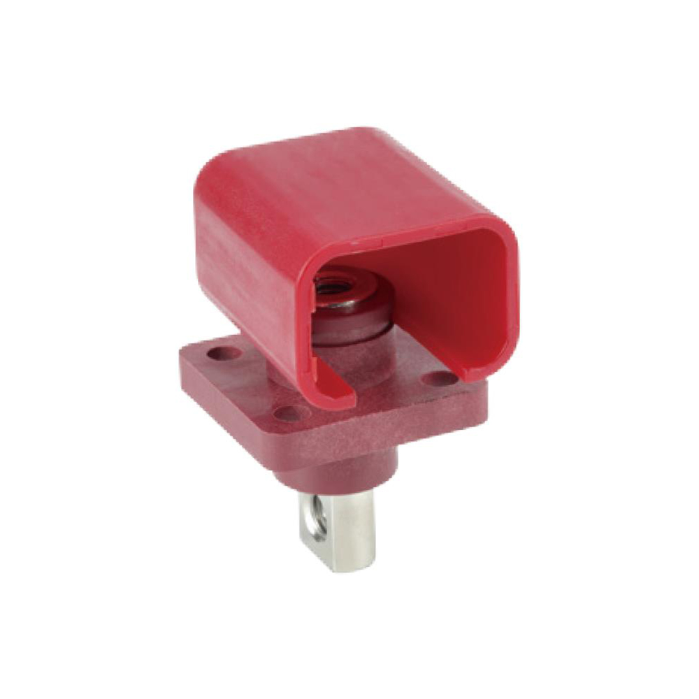 Elecbee Tek Soslu Tip Kavşak Blokları, 120A, Dahili Vida (M6), M6 ile Busbar, 
Flanş Montaj, Kapaklı, Kırmızı