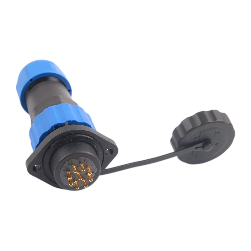 Elecbee <span class="highlight">SP21</span> <span class="highlight">Series</span> Waterproof Aviation connector 9 Pin Straight Solder Type Male Plug and Female 2-hole flange Socket one pair
