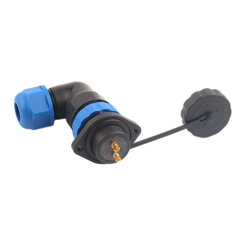Elecbee <span class="highlight">SP21</span> <span class="highlight">Series</span> Waterproof Aviation connector 2 Pin Right Angle Solder Type Male Plug and Female 2-hole flange Socket one pair