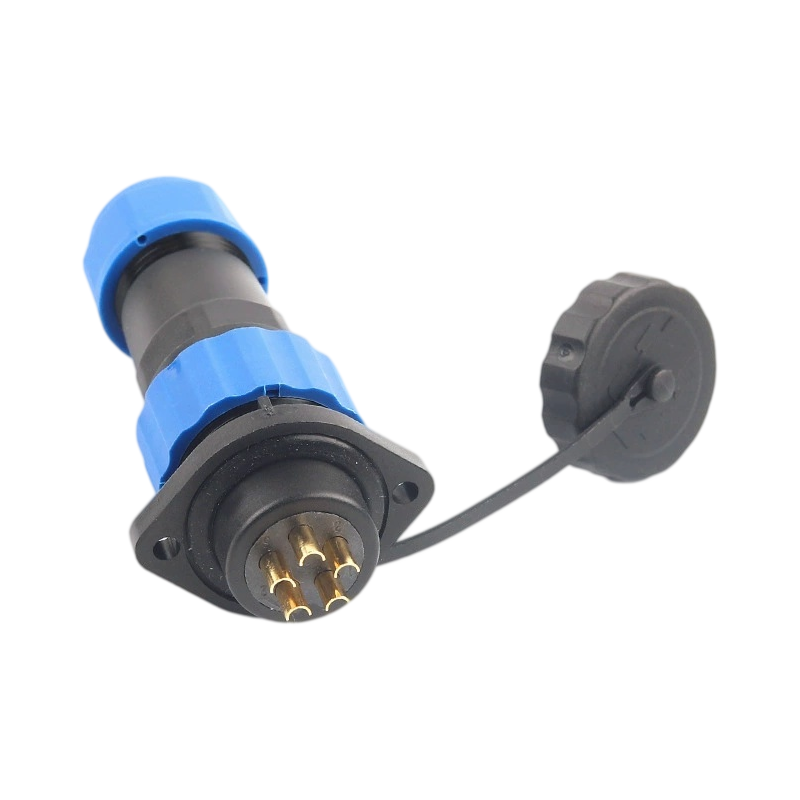 Elecbee <span class="highlight">SP21</span> <span class="highlight">Series</span> Waterproof Aviation connector 5 pin Straight Solder Type Male Plug and Female 2-hole flange Socket one pair