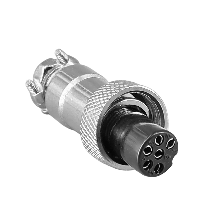Elecbee Conector de aviación GX12, conector tipo soldadura de línea recta de 6 pines hembra