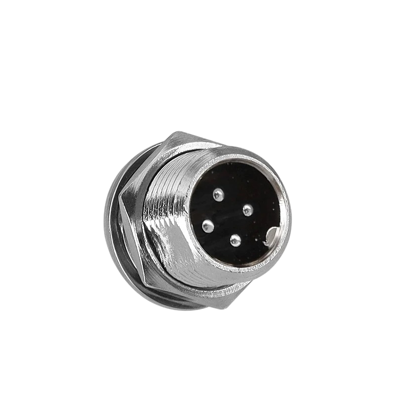 Elecbee Tipo conector de la soldadura del soporte del panel recto del varón 4pin del conector de la aviación GX12