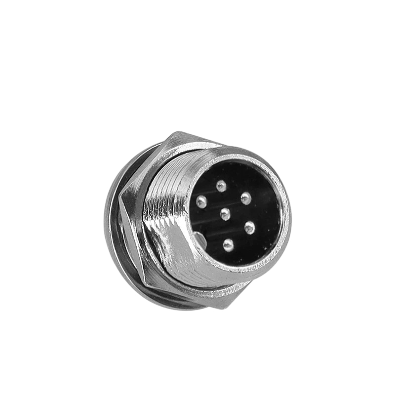 Elecbee Tipo conector de la soldadura del soporte del panel recto del varón 6pin del conector de la aviación GX12