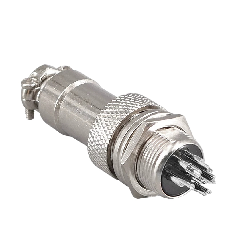 Conector de aviación Elecbee GX12, mamparo recto de 6 pines, enchufe de tuerca lateral trasera, receptáculo (un par) plateado
