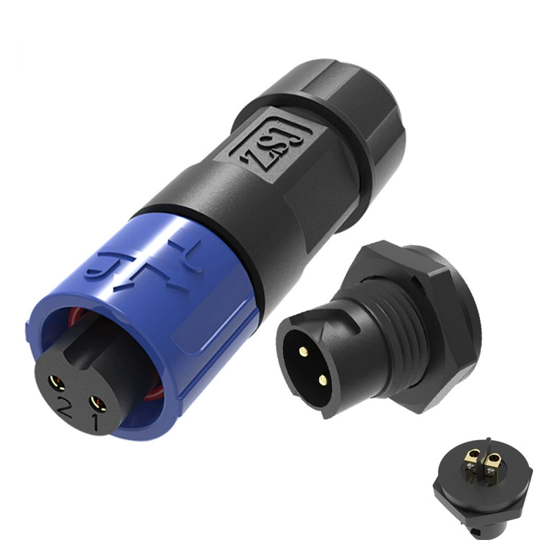 Elecbee M12 2-Pin Autobloccante Pannello Frontale Montaggio Connettore impermeabile Vite Terminale Maschio Plug & Femminile Presa (una Coppia) IP68 AC/DC Connettore di Alimentazione 300V 15A