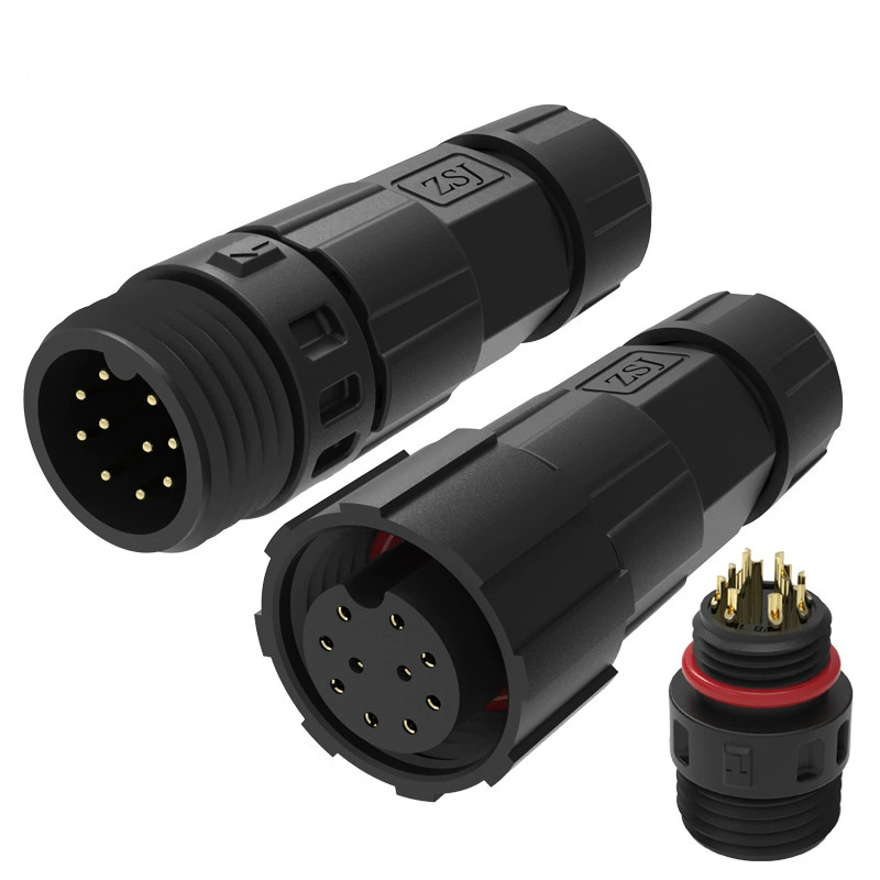 Elecbee M16 12-Pin Gewinde-Verriegelung Inline Wasserdichte Stecker Löttopfen-Stecker-Stecker-Stecker-und weibliche Stecker (ein Paar) IP68 AC/DC-Stromanschluss 60V 5A