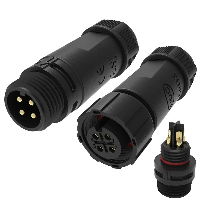 Elecbee M12 4 Pin Wasserdichter Rundsteckverbinder Set IP67 IP68 300V 15A für industrielle Automatisierung
