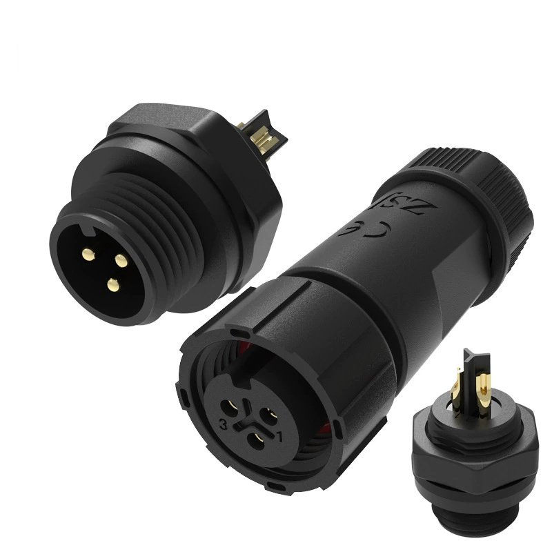 Elecbee M12 wasserdichter, auf der Rückseite montierter Steckverbinder, Löttyp für Kabel, 3-polig, mechanische Ausrüstung, Nylon, PA66-Material
