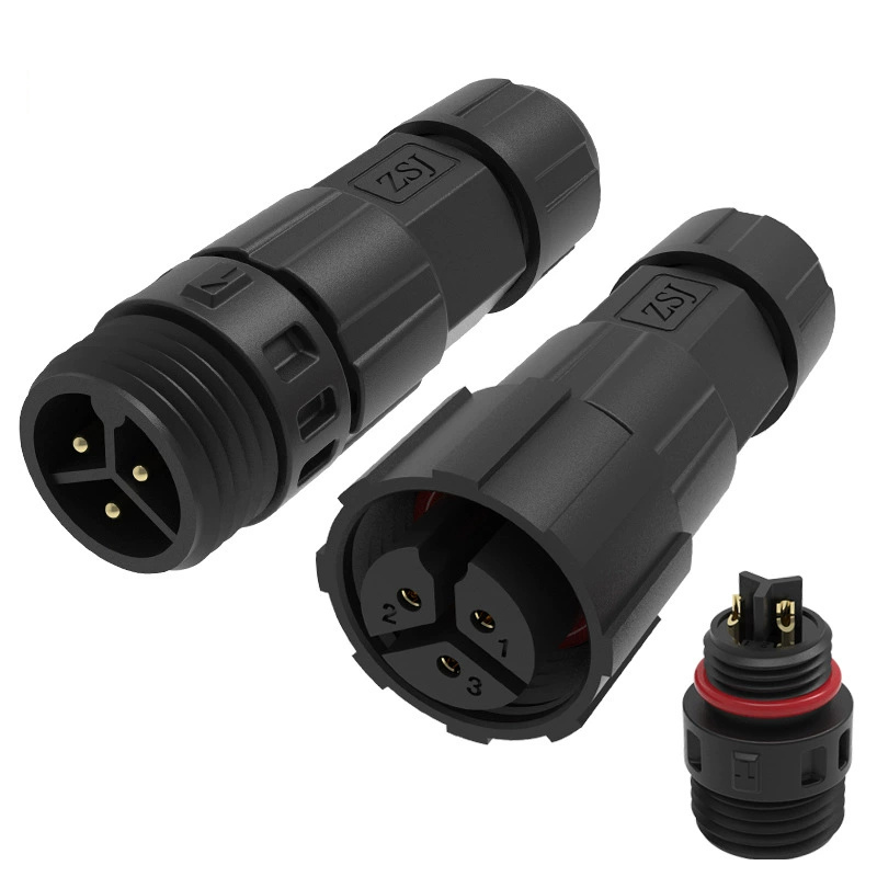 Elecbee M16 3-Pin Gewinde-Verriegelung Inline Wasserdichte Stecker Lötetopf Stecker Männliche Buchse & Buchse (ein Paar) IP68 AC / DC Power Connector 500V 15A