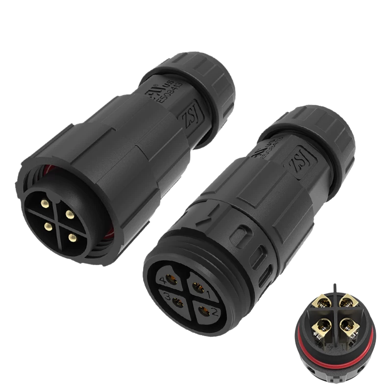 Elecbee M19 Set di connettori impermeabili, 4 Pin 15A 500V IP68 Spina per l'aviazione, chiusura a vite maschio & coppia femminile per l'alimentazione del LED