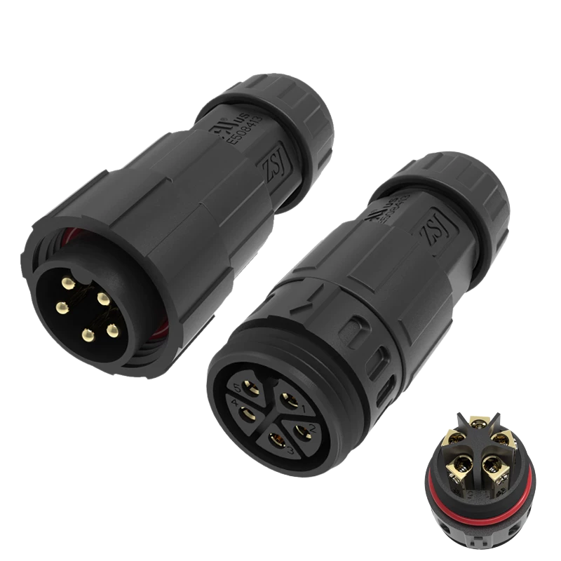 Elecbee M19 Series 5 Pin Wasserdichte Stecker Männliche Buchse IP68 Gewinde Kreis-Stromanschluss Schraubklemme 300V 15A