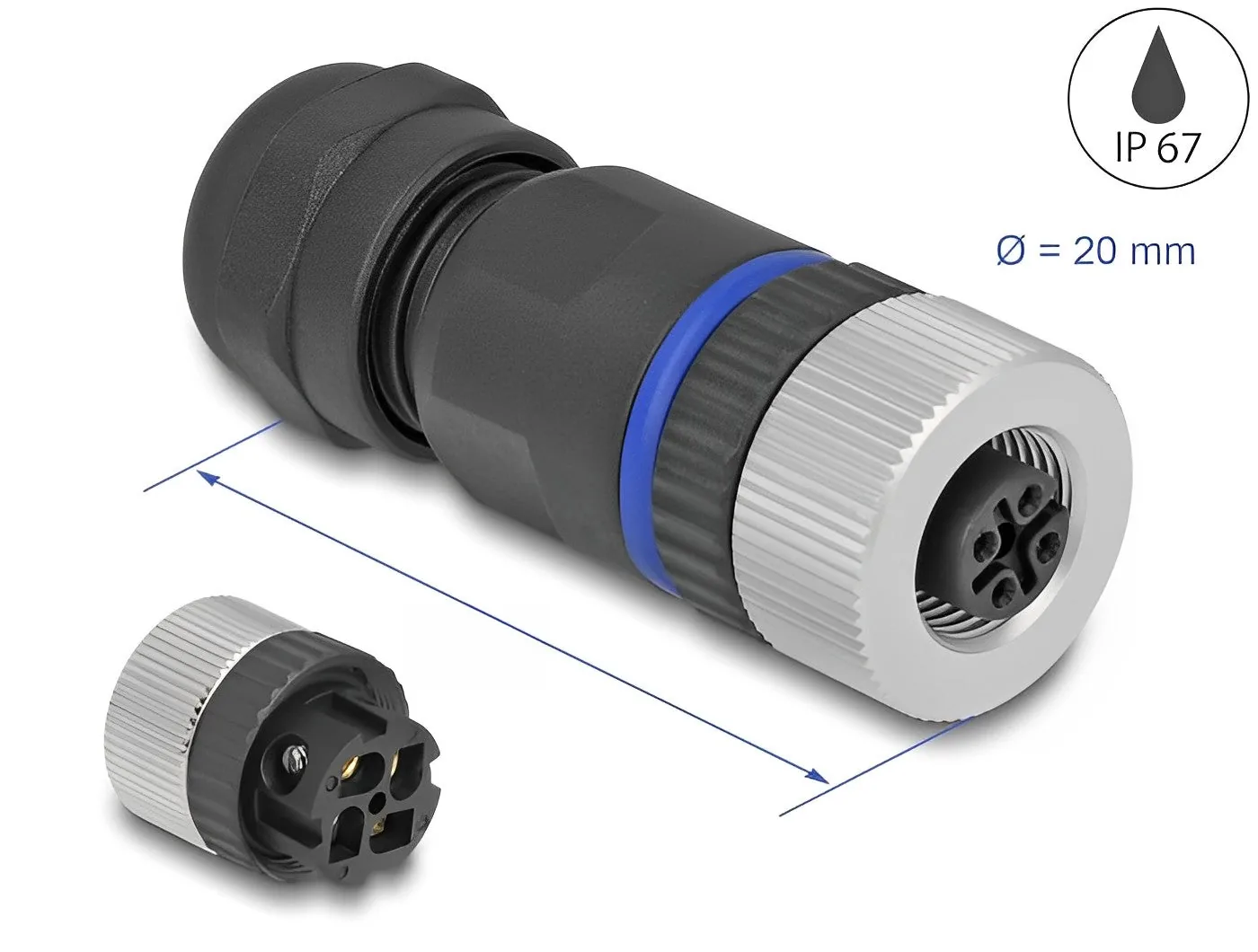 Разъем Elecbee M12 A-код 4 штифта для крепления с винтовым соединением