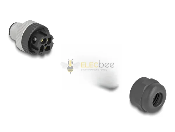 Elecbee M12 Connector A-coded 4 pin male for mounting with screw connection