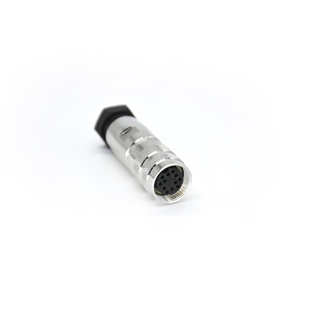 Elecbee 12 pin Female M16 Solder Type Straight Connector Shield
