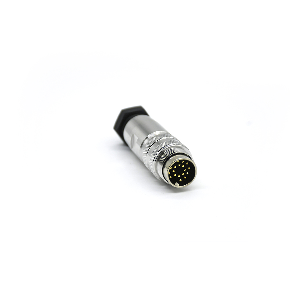 Elecbee 19 pin M16 Connector Male Solder Type Straight Connector Shield