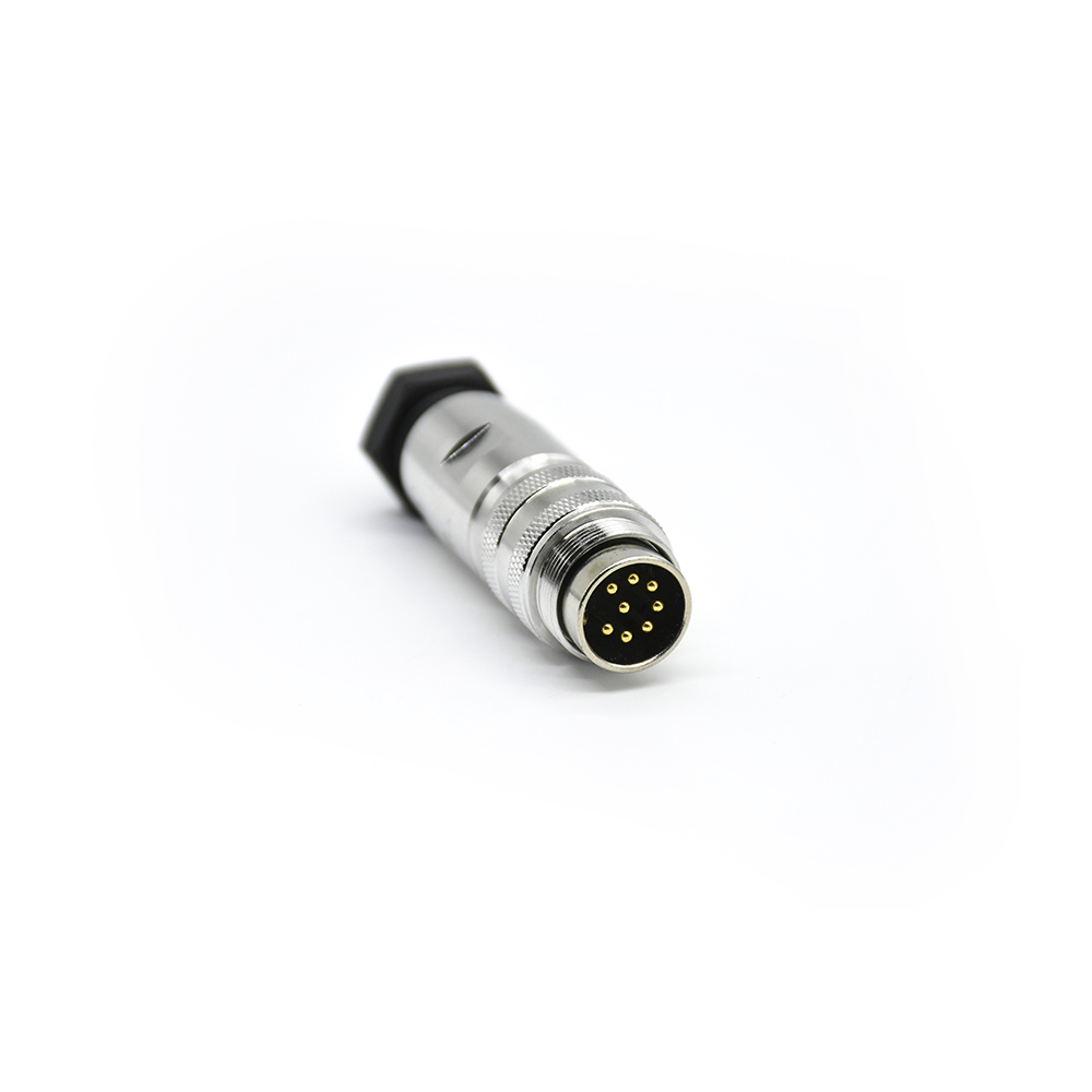 Elecbee AISG M16 Threaded Rod Connector Male 8 Pin Waterproof Aviation Plug Connector Non-Shield
