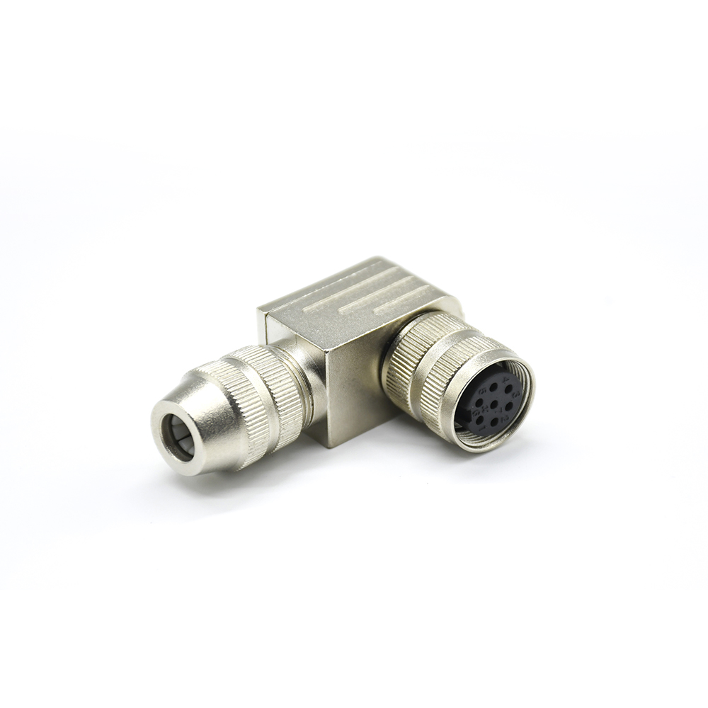 Elecbee M16 cable connector female 7pin field assembly type metal plug solder connection right angled IP68